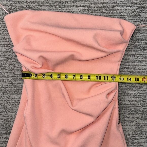 Misha Alston Strapless Ruched BONDED CREPE Mini Dress Calypso Pink Sz 8 Revolve - Picture 9 of 15